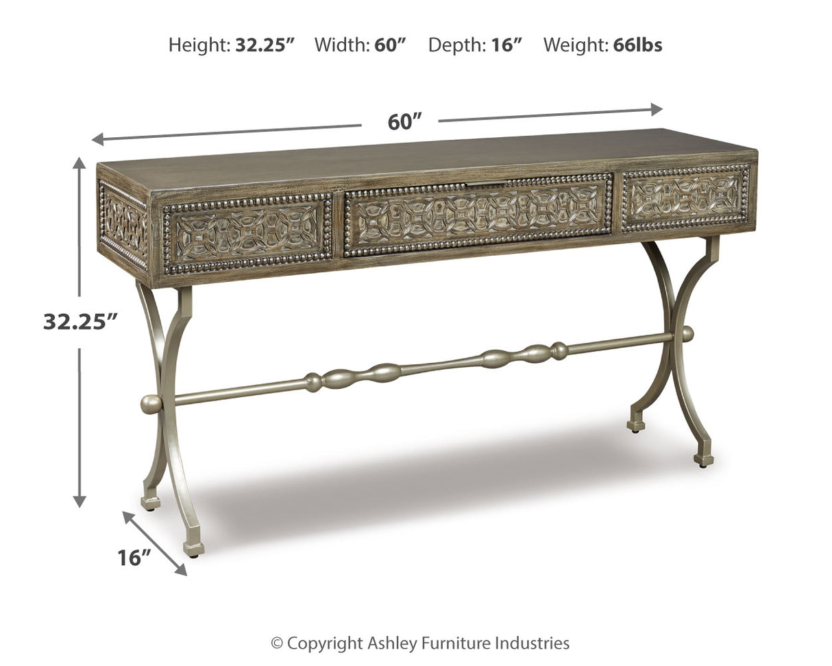 Quinnland Antique Black Sofa/Console Table