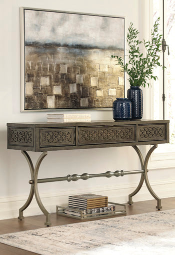 Quinnland Antique Black Sofa/Console Table