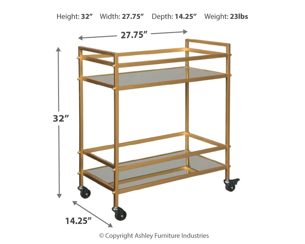 Kailman Gold Finish Bar Cart