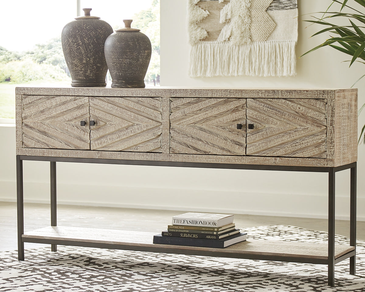 Roanley Distressed White Sofa/Console Table