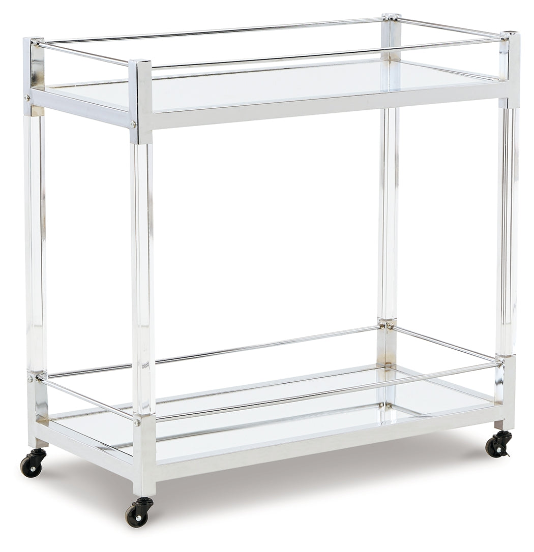 Chaseton Clear/Silver Finish Bar Cart