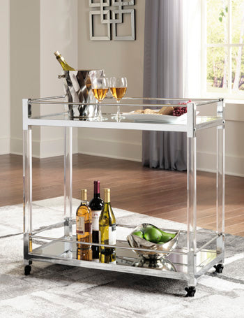 Chaseton Clear/Silver Finish Bar Cart