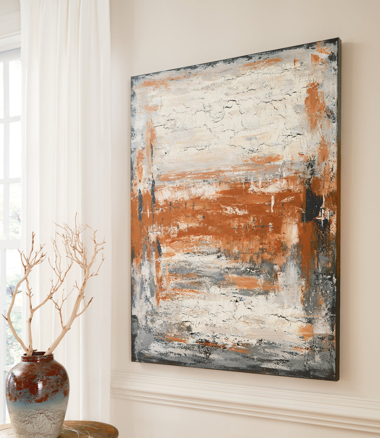 Carmely Gray/White/Orange Wall Art