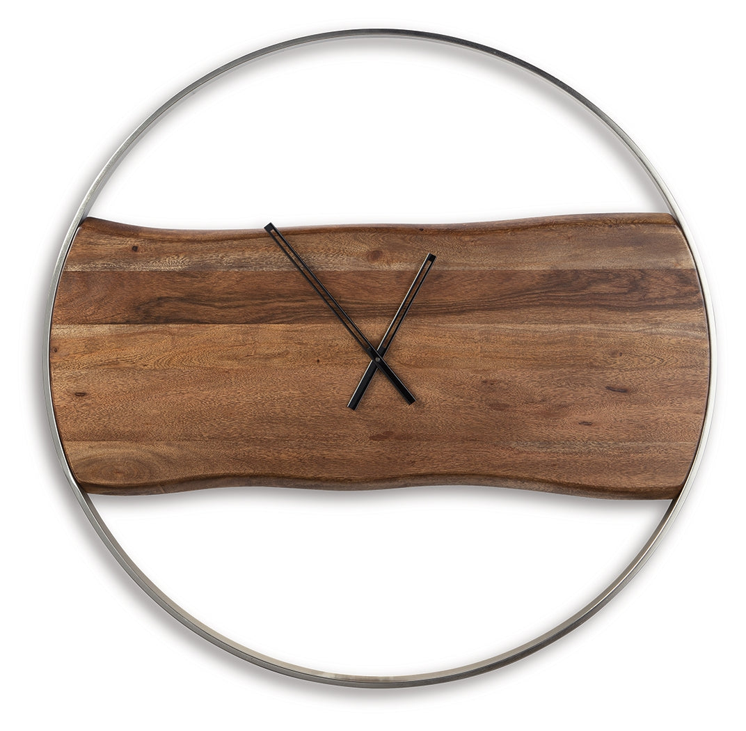 Panchali Brown/Silver Finish Wall Clock