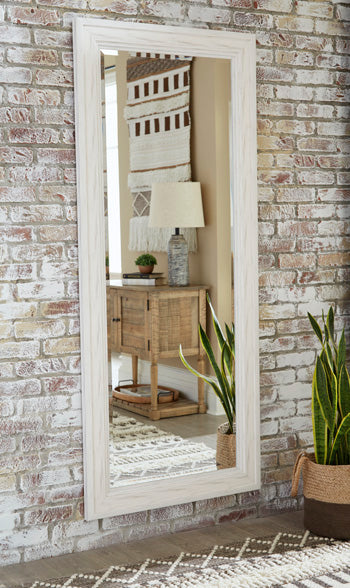 Jacee Antique White Floor Mirror