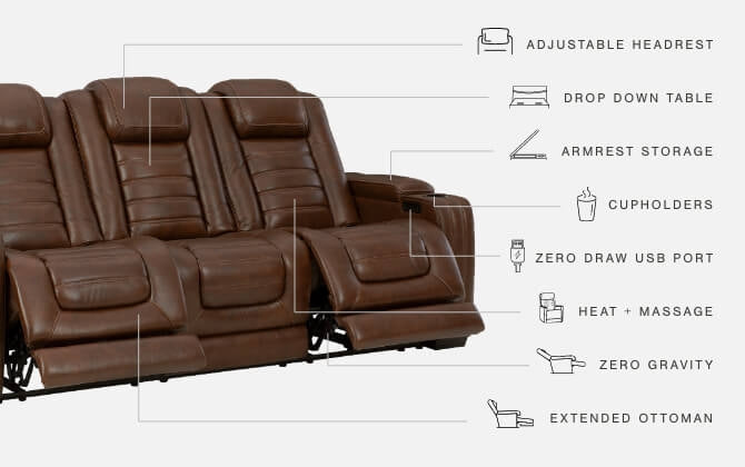 Backtrack Chocolate Power Reclining Sofa