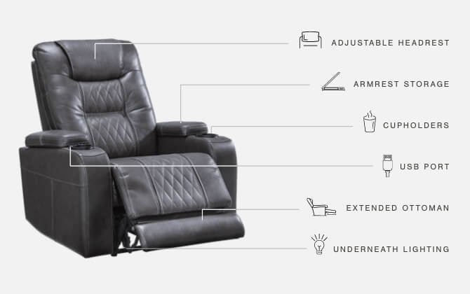 Composer Gray Power Recliner