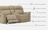 Next-Gen Sand Durapella Power Reclining Loveseat With Console