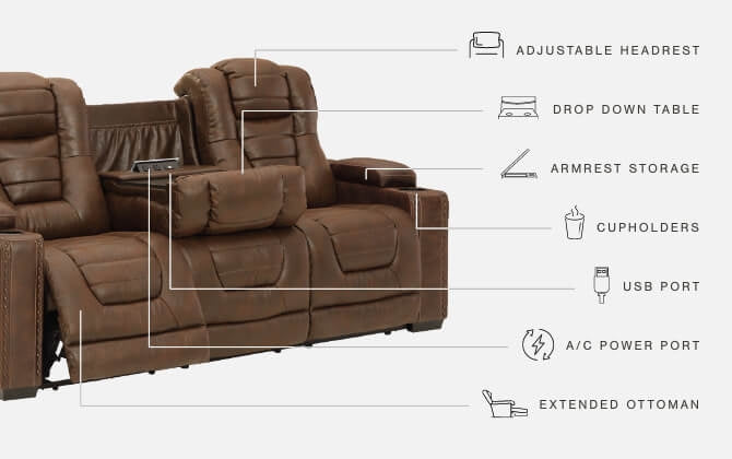 Owner's Box Power Reclining Sofa and Power Recliner