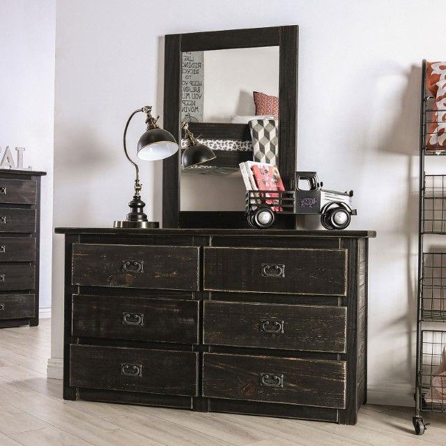 Ampelios Wire-Brushed Black Dresser