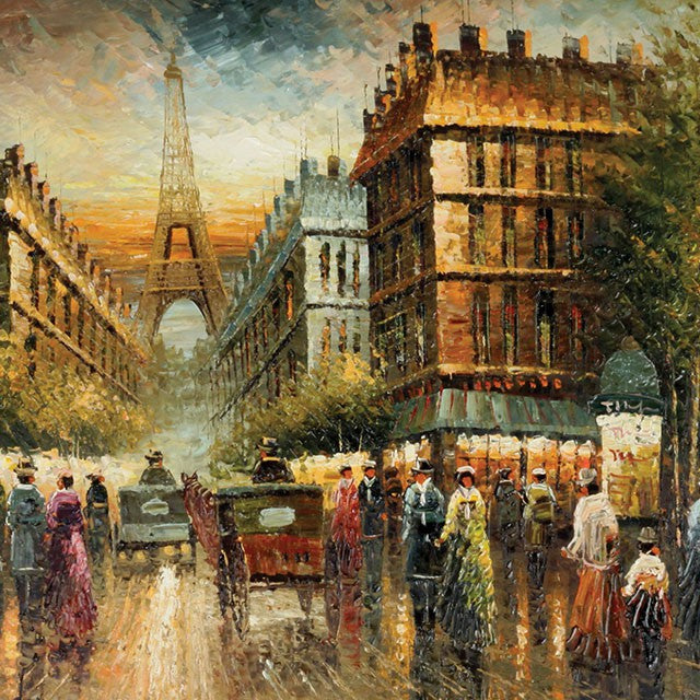 Top Antique Painting on Canvas - Paris