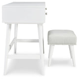 Thadamere White Vanity With Stool