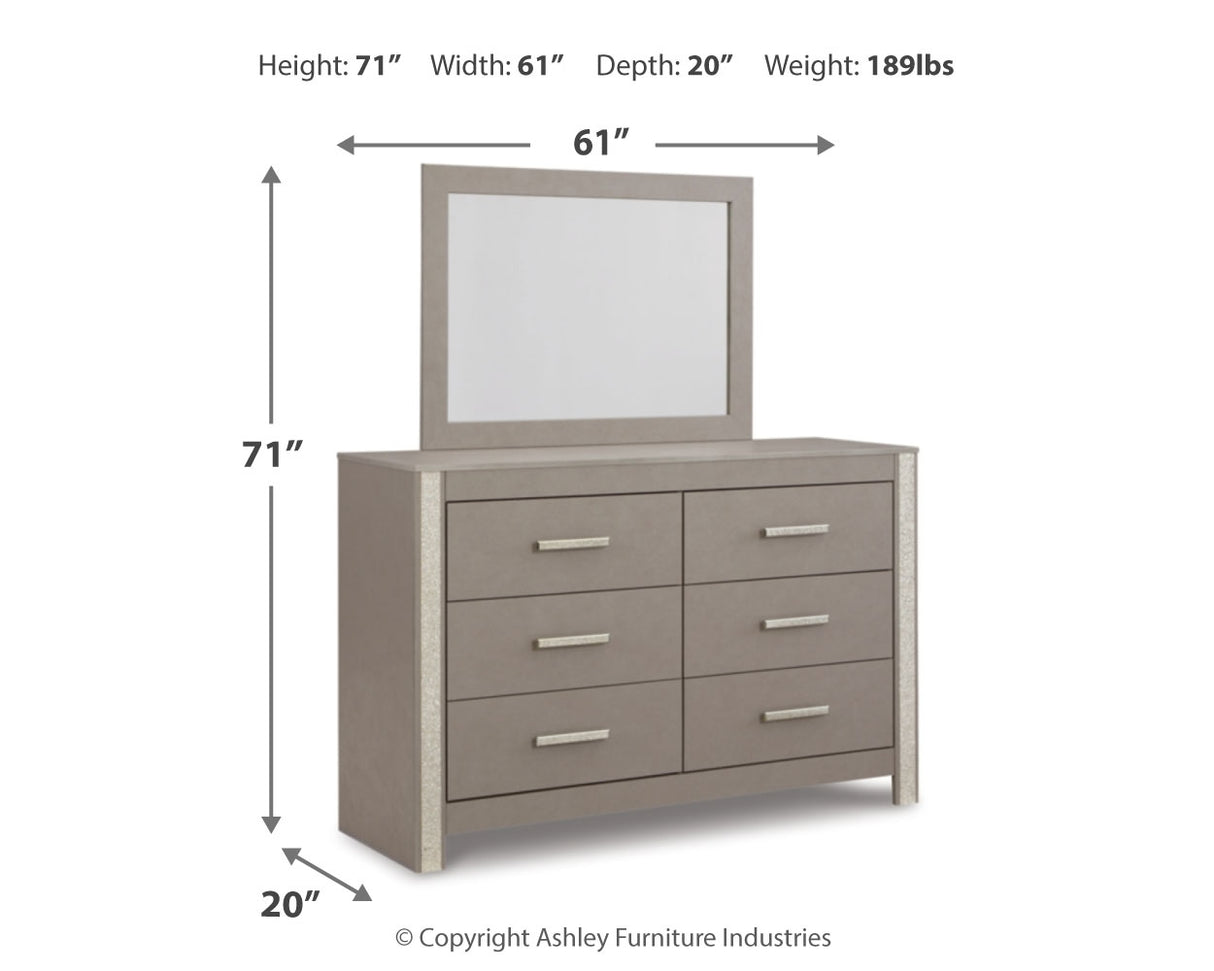 Surancha Queen Panel Bed, Dresser, Mirror and Nightstand