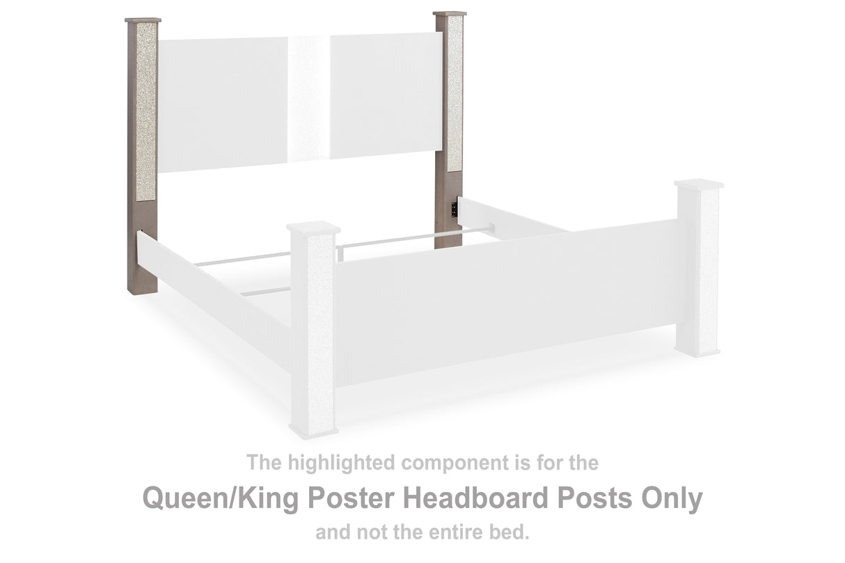 Surancha Gray Queen/King Poster Headboard Posts