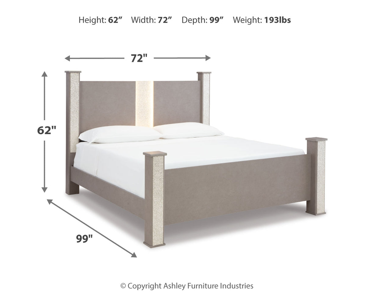 Surancha Queen Poster Bed, Dresser, Mirror and Nightstand