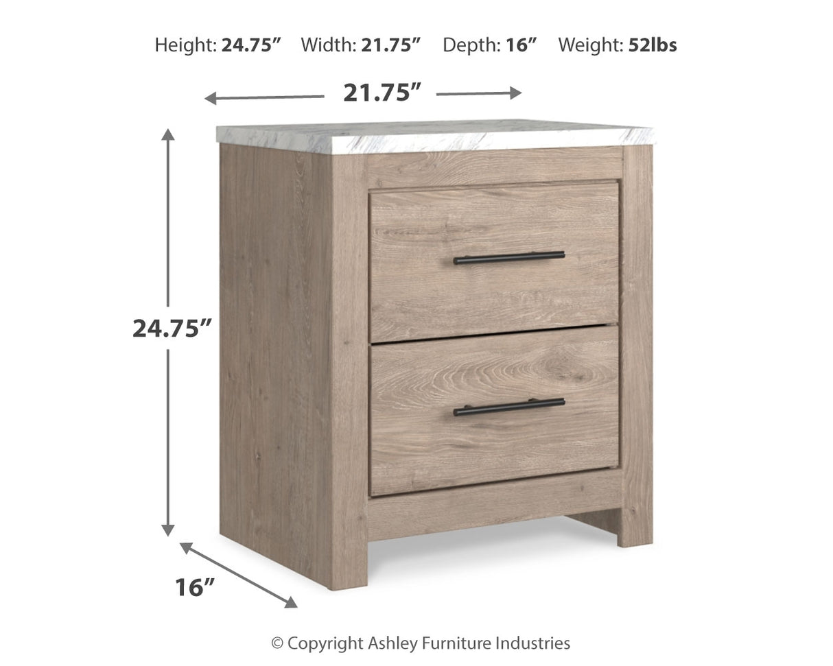 Senniberg King Panel Bed, Dresser, Mirror, and Nightstand