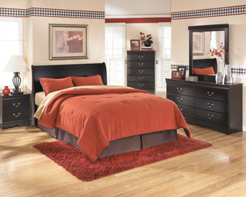 Huey Black Vineyard Queen Sleigh Headboard