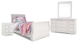 Anarasia Twin Sleigh Bed, Dresser, Mirror and Nightstand