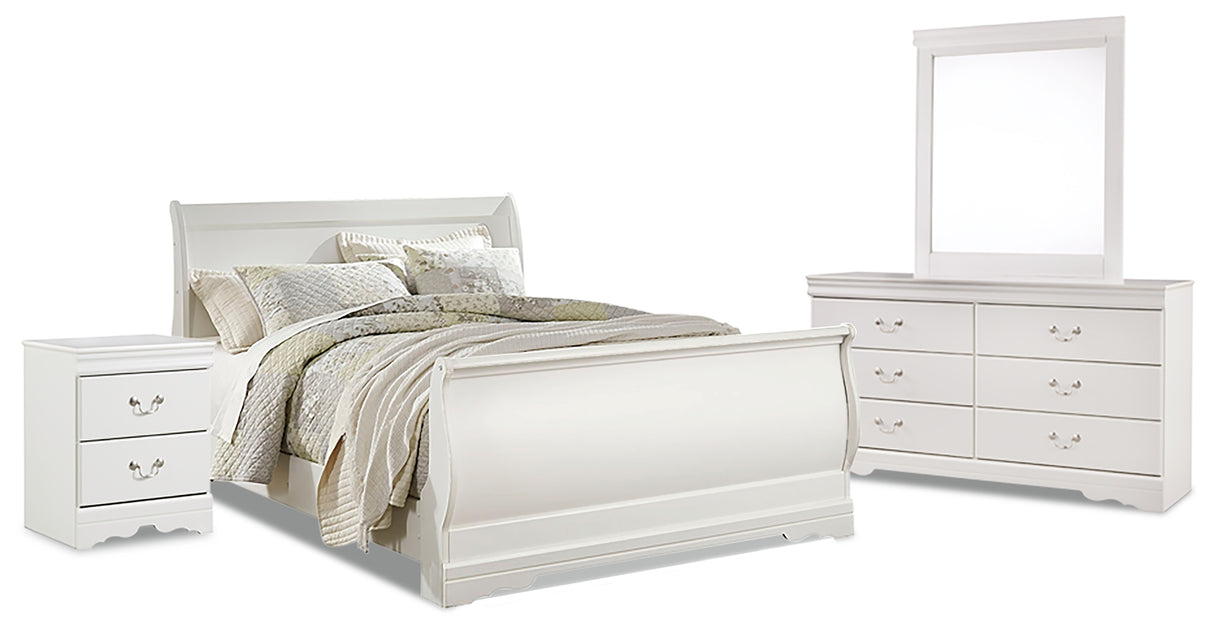 Anarasia Queen Sleigh Bed, Dresser, Mirror and Nightstand