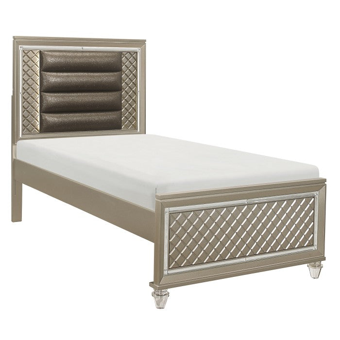 Loudon Champagne Metallic Twin Platform Bed