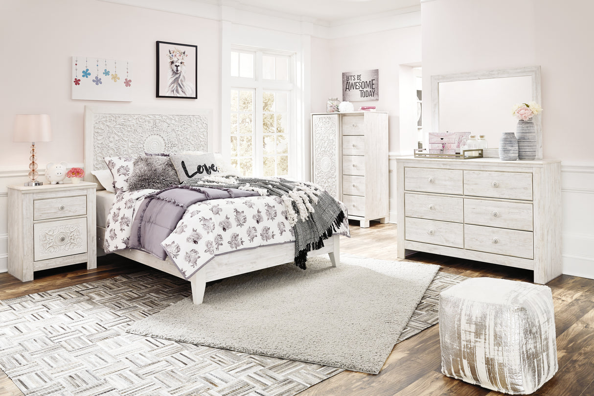 Paxberry Full Panel Bed, Dresser, Mirror and Chest