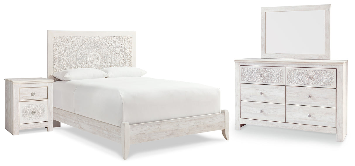 Paxberry Queen Panel Bed, Dresser, Mirror and Nightstand