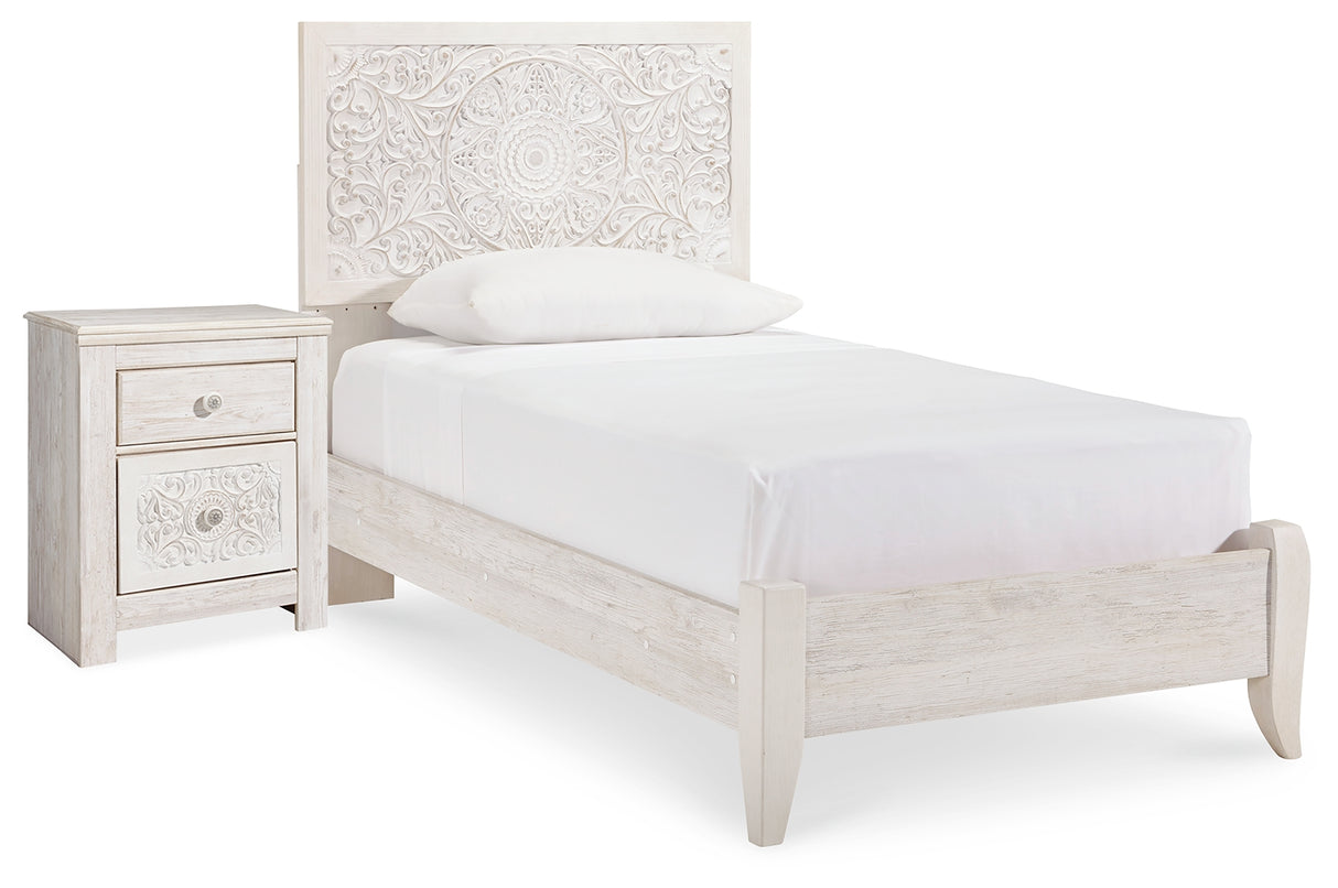 Paxberry Twin Panel Bed and Nightstand