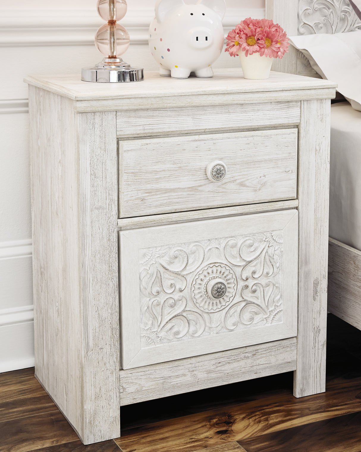 Paxberry Twin Panel Bed and Nightstand