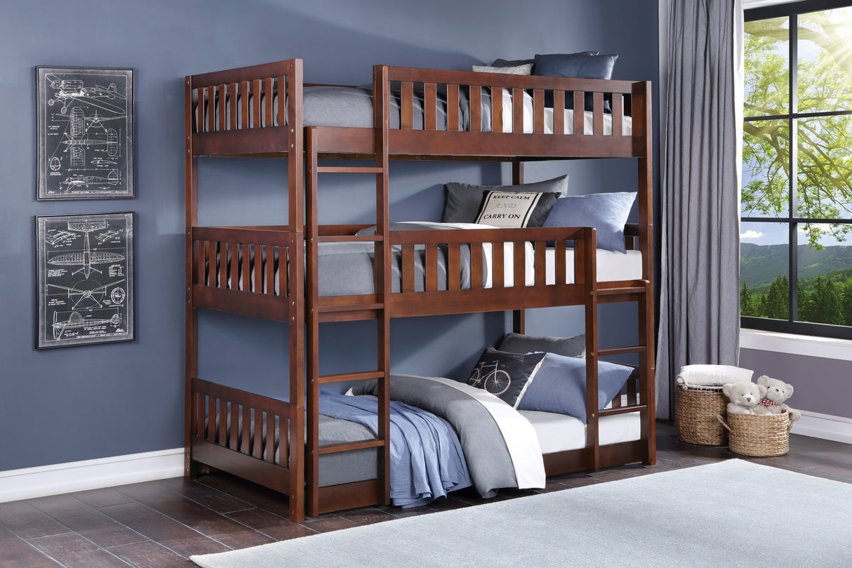 Rowe Dark Cherry Triple Bunk Bed