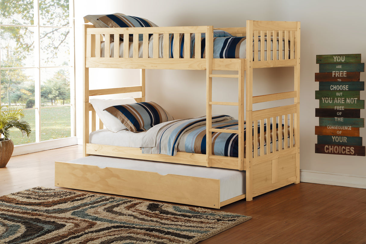 Bartly Natural Pine Twin/Twin Bunk Bed With Twin Trundle