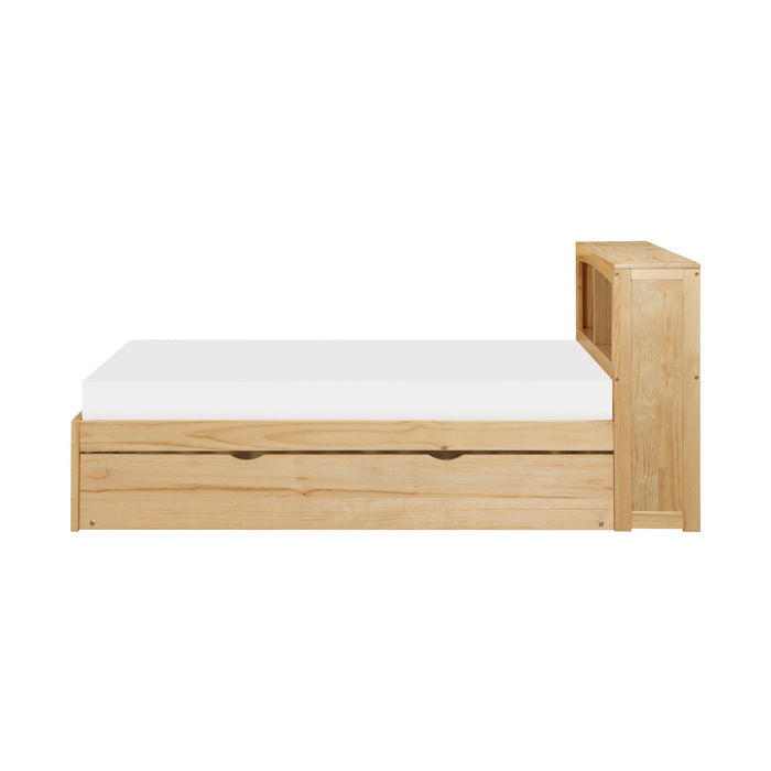 Bartly Natural Pine Twin Bookcase Bed With Trundle