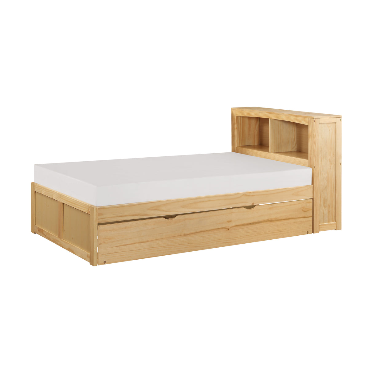 Bartly Natural Pine Twin Bookcase Bed With Trundle