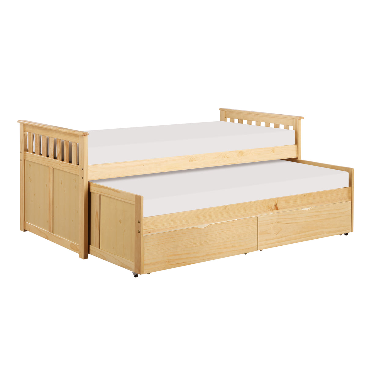 Bartly Natural Pine Twin/Twin Bed With Storage Boxes