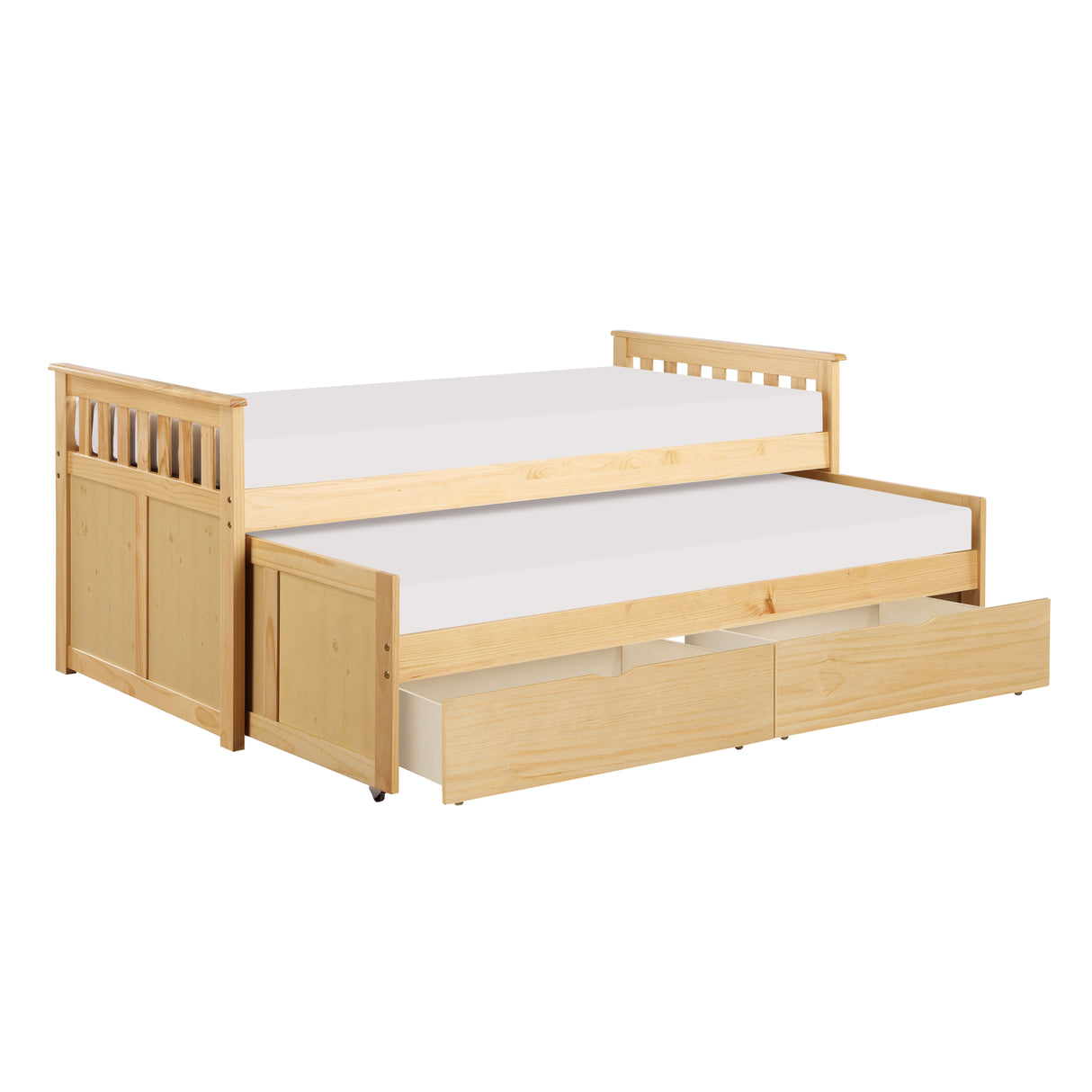 Bartly Natural Pine Twin/Twin Bed With Storage Boxes