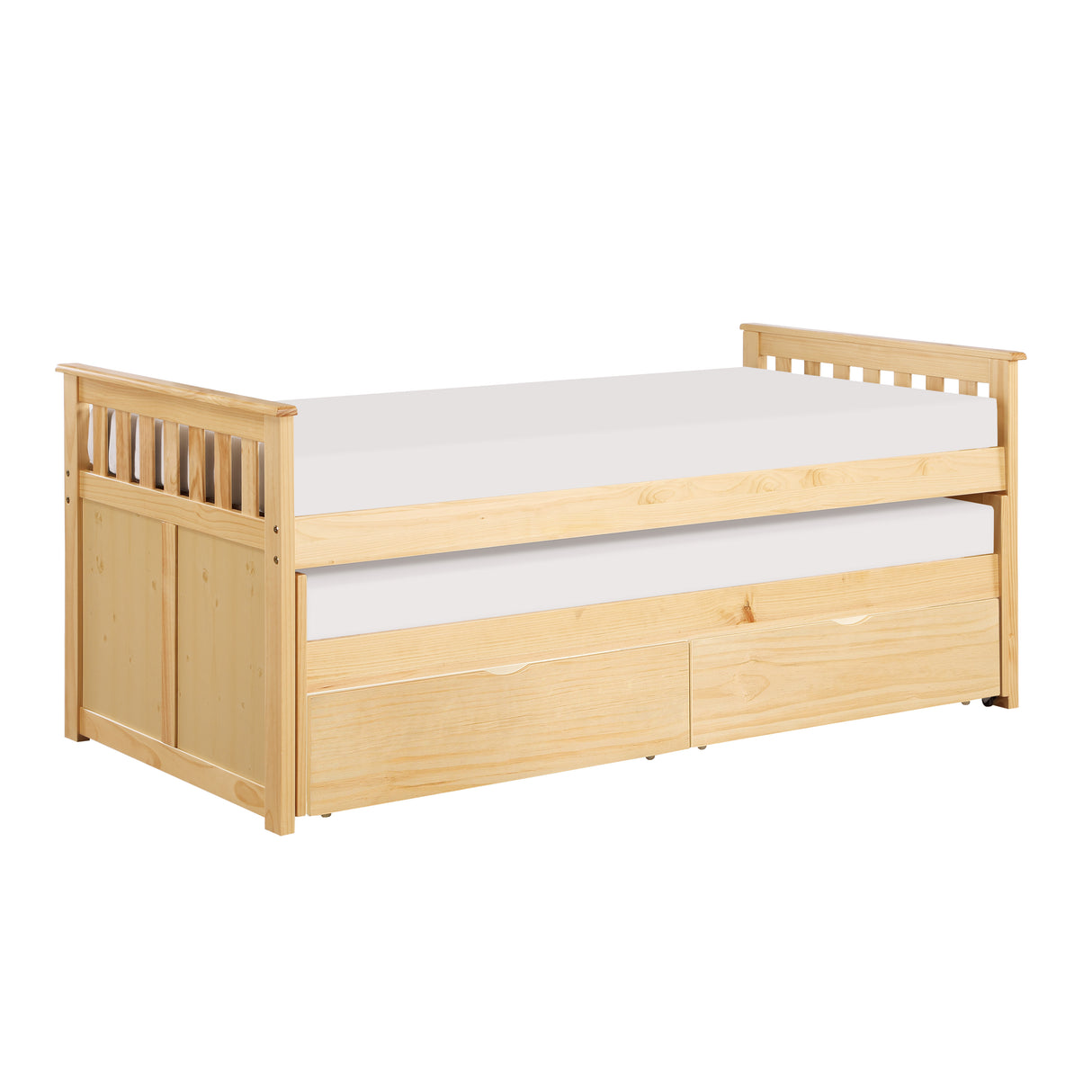 Bartly Natural Pine Twin/Twin Bed With Storage Boxes