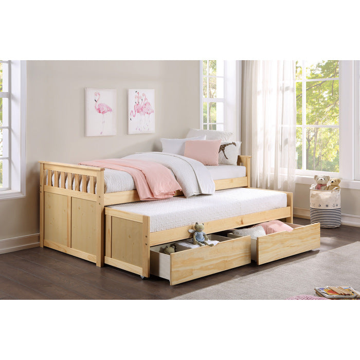 Bartly Natural Pine Twin/Twin Bed With Storage Boxes