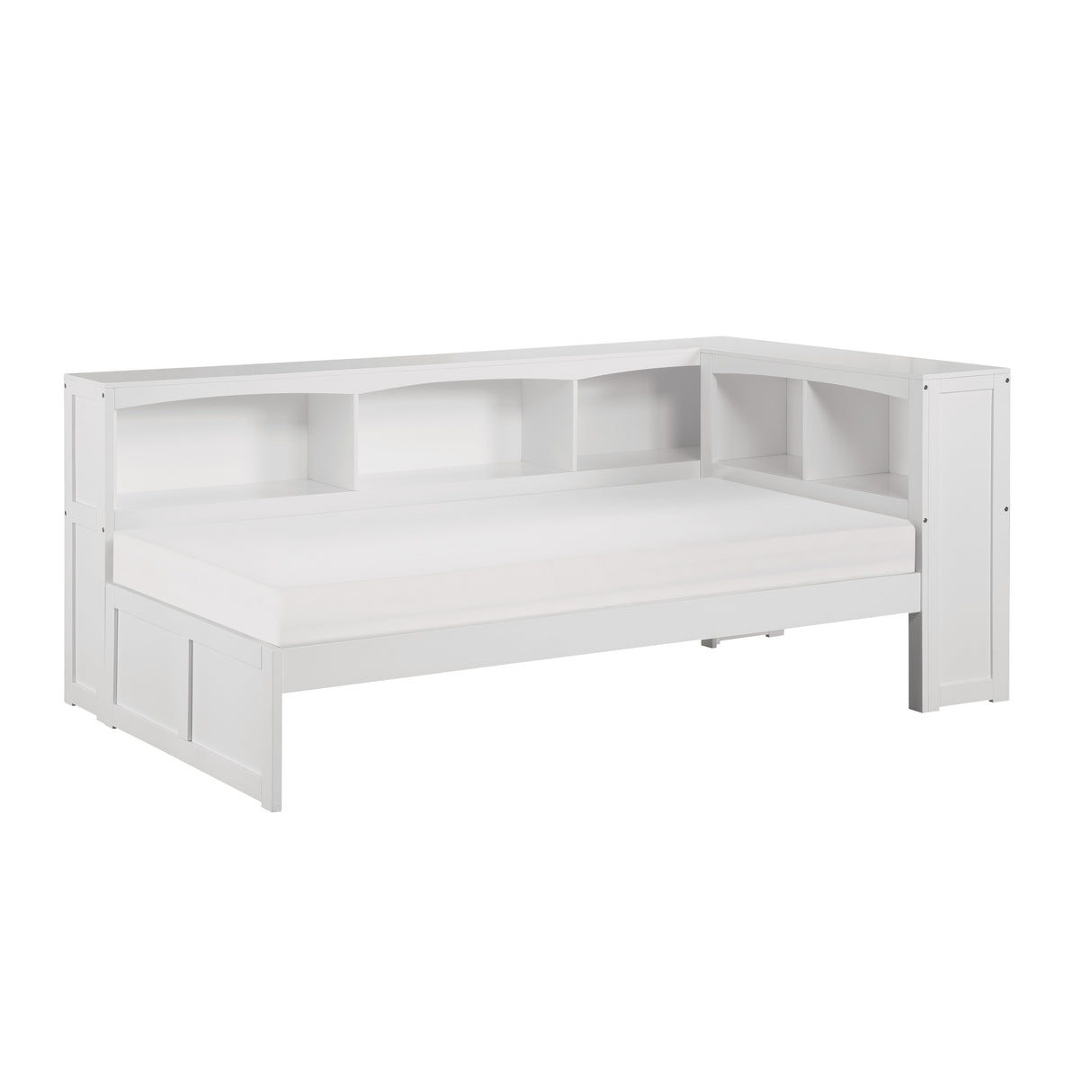 Galen White Twin Bookcase Corner Bed