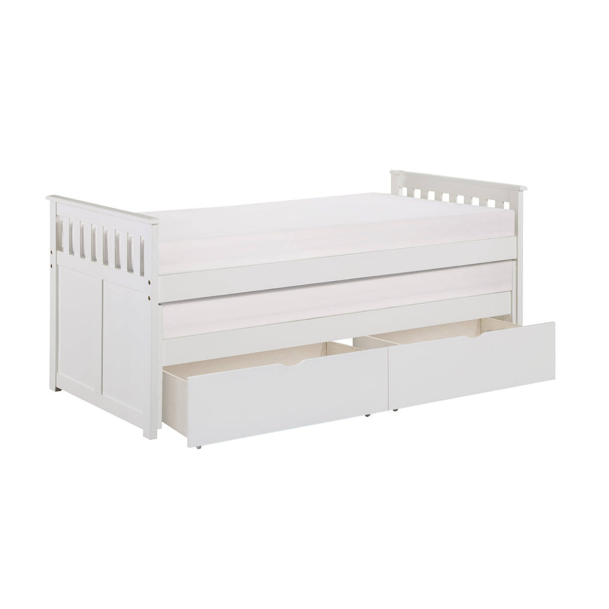 Galen White Twin/Twin Bed With Storage Boxes