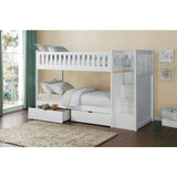 Galen White Twin/Twin Step Bunk Bed With Storage Boxes