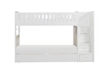 Galen White Twin/Twin Step Bunk Bed With Storage Boxes