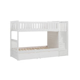 Galen White Twin/Twin Step Bunk Bed With Storage Boxes