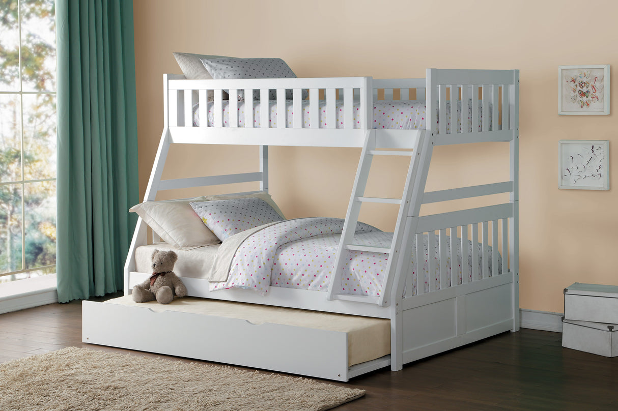 Galen White Twin/Full Bunk Bed With Twin Trundle