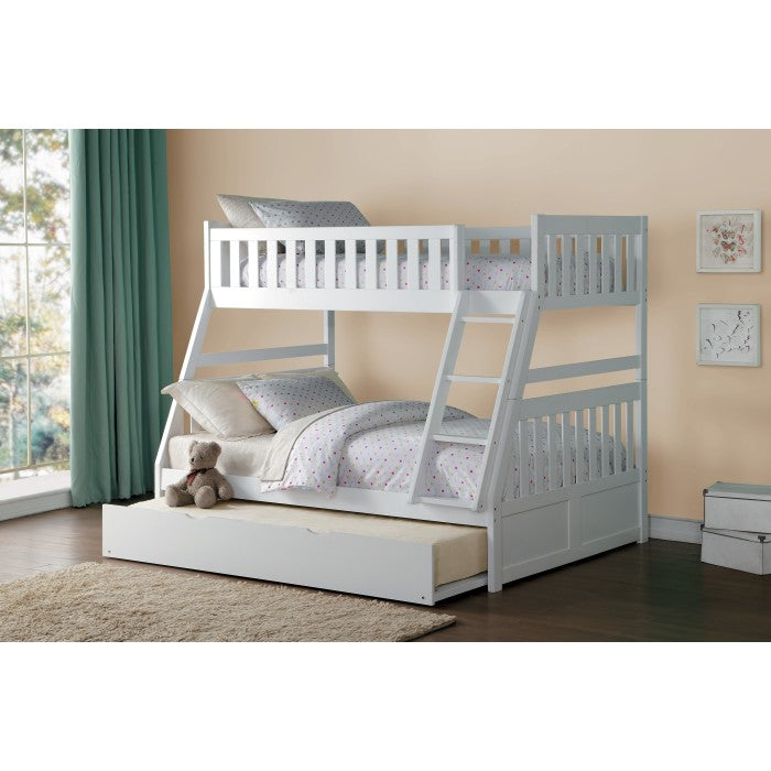 Galen White Twin/Full Bunk Bed With Twin Trundle