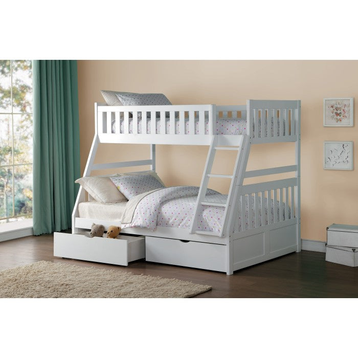 Galen White Twin/Full Bunk Bed With Storage Boxes