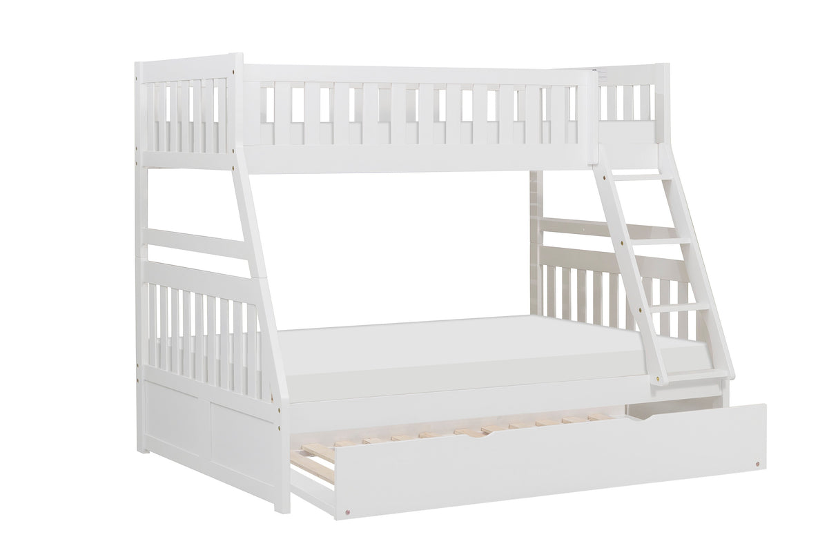 Galen White Twin/Full Bunk Bed With Twin Trundle