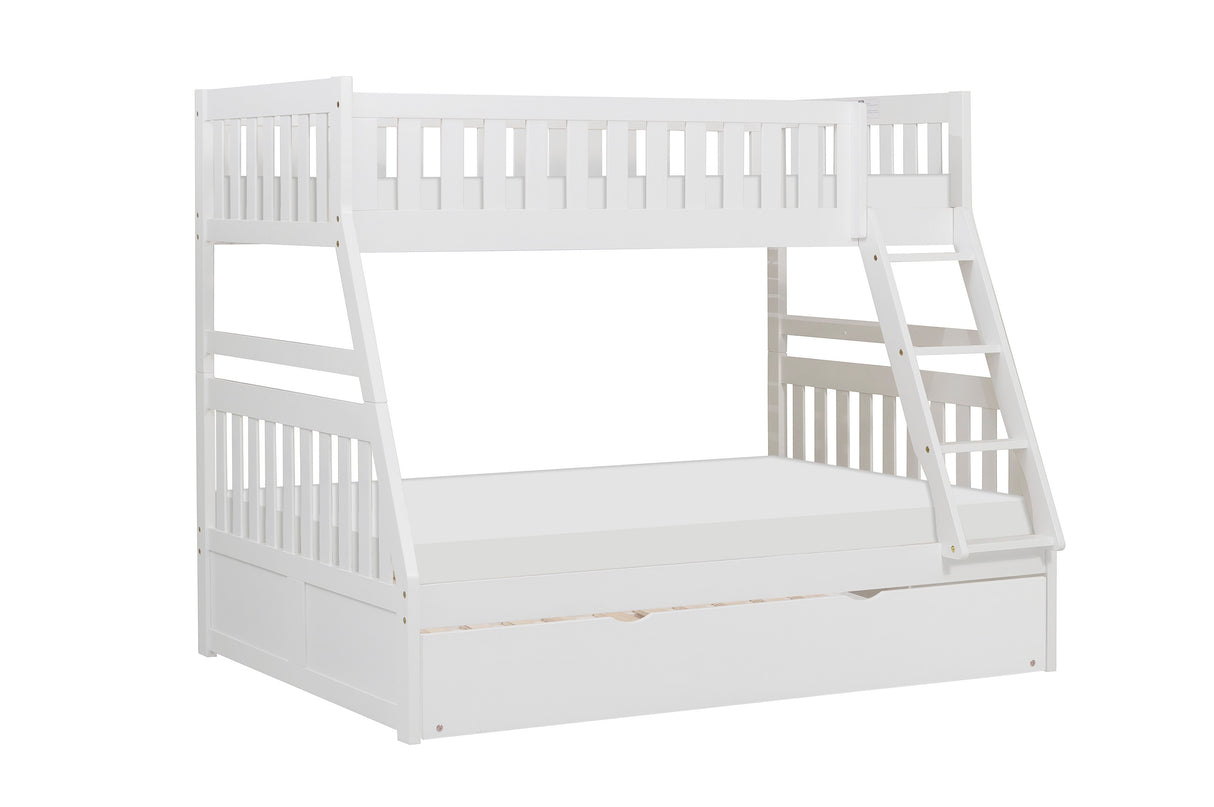 Galen White Twin/Full Bunk Bed With Twin Trundle