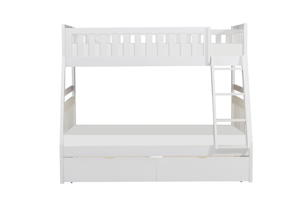 Galen White Twin/Full Bunk Bed With Storage Boxes