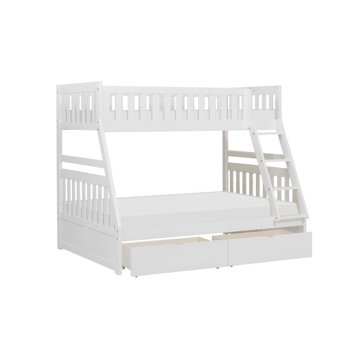 Galen White Twin/Full Bunk Bed With Storage Boxes