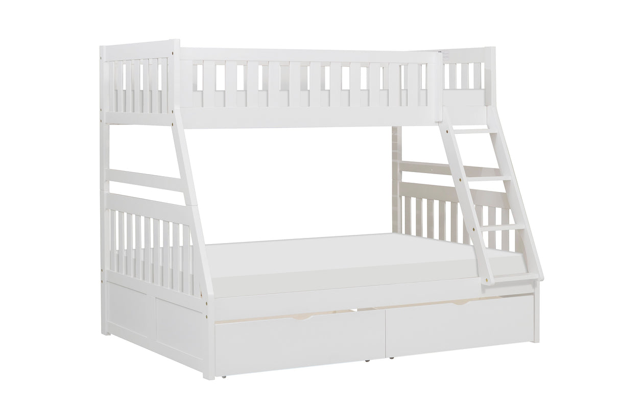 Galen White Twin/Full Bunk Bed With Storage Boxes