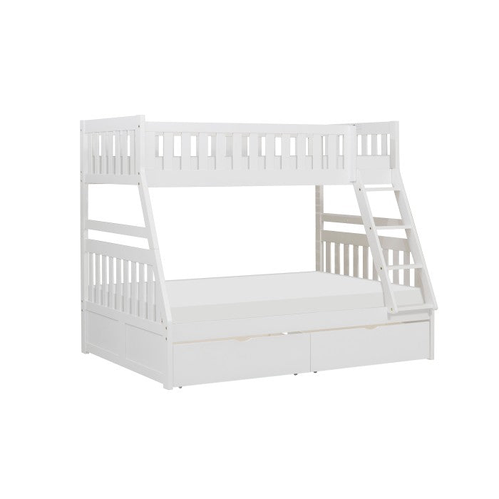 Galen White Twin/Full Bunk Bed With Storage Boxes